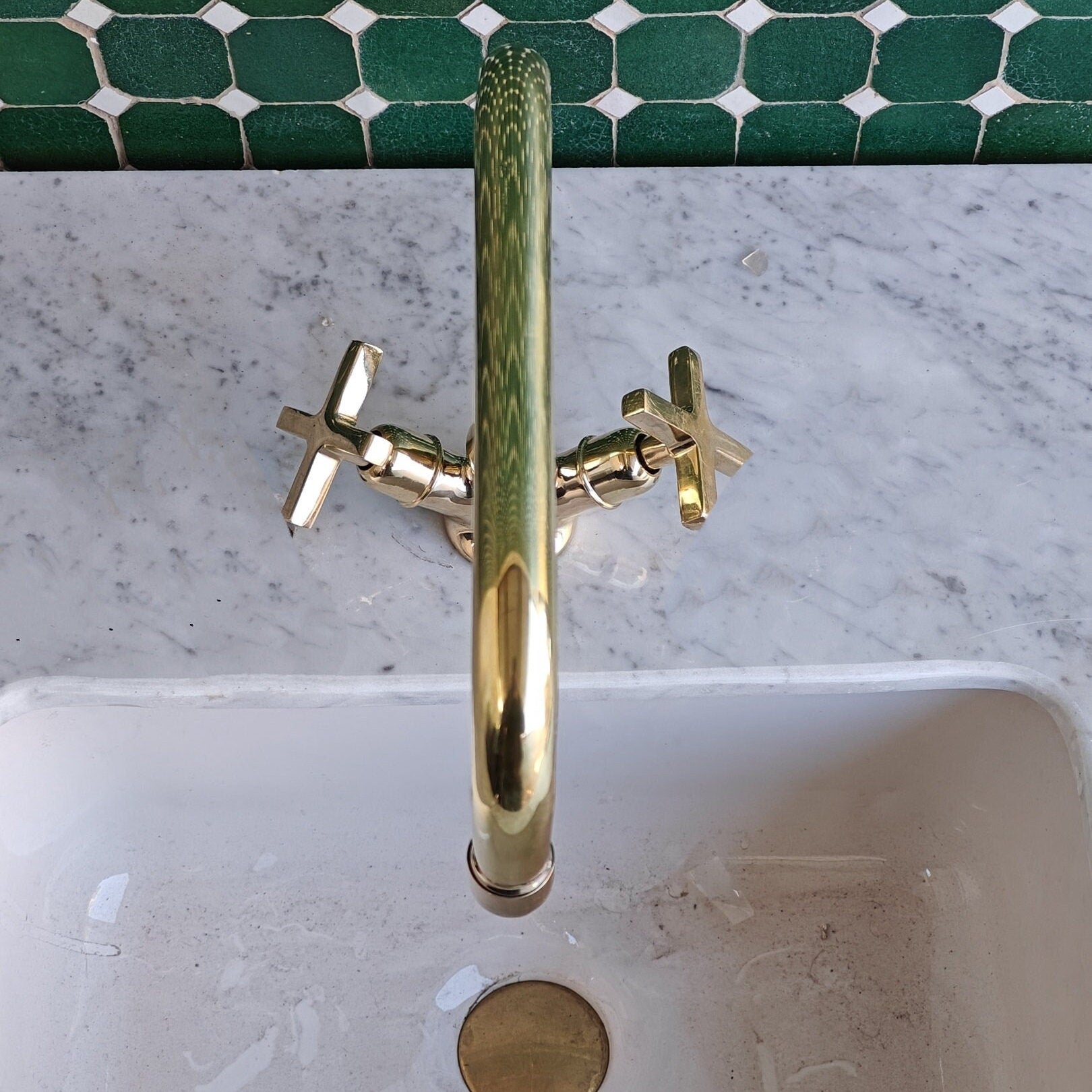 Unlacquered Solid Brass Single-Hole Faucet - Kitchen & Bathroom - bohoprime